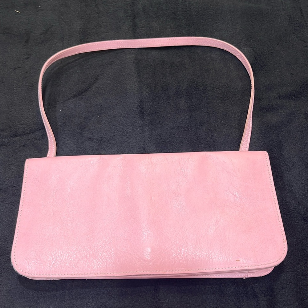 Bubble gum pink real leather purse